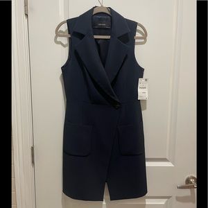 Zara Navy Blue Long Sleeveless Blazer